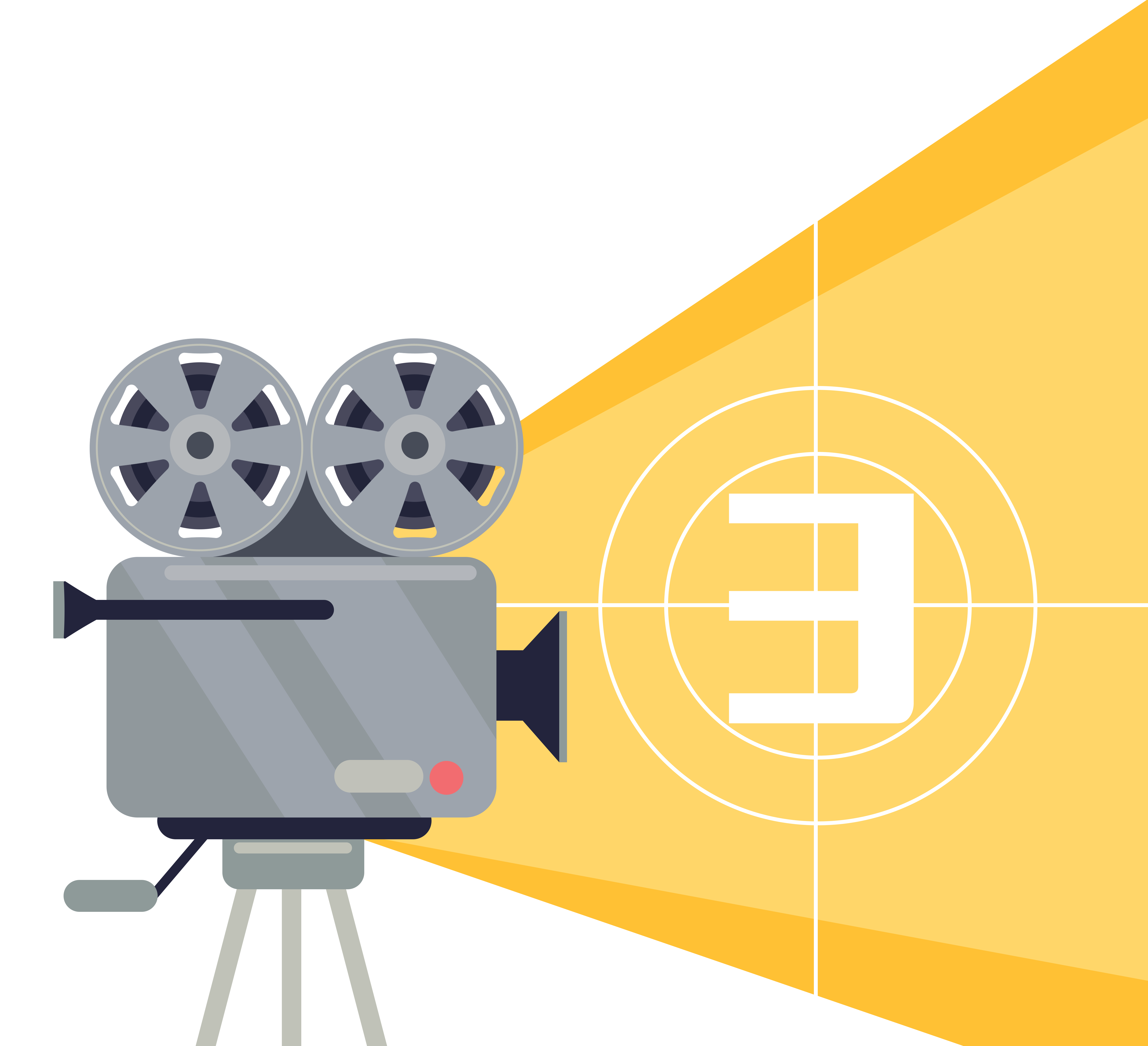 透明背景放映机倒计时创意插画