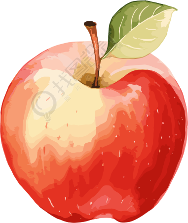 极简插画风格苹果水彩绘画元素