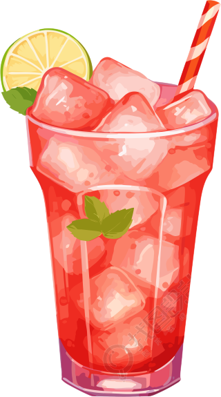 草莓饮品插画
