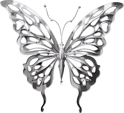 金属蝴蝶透明背景商用素材插画