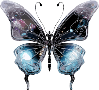 超现实赛博朋克玻璃蝴蝶图标素材