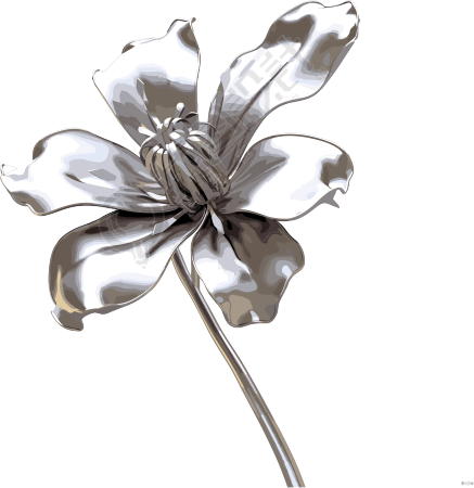 透明背景银色花朵3D渲染元素