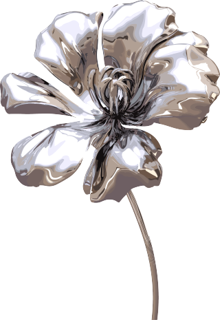 银色花朵的三维渲染png素材