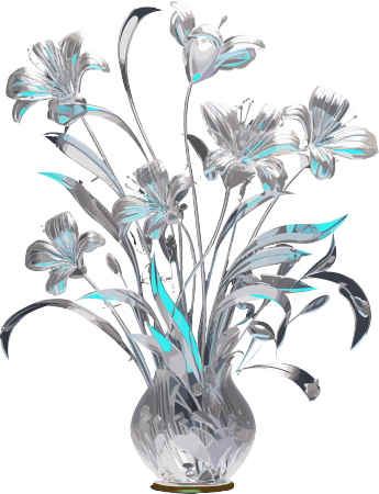 透明金属色花瓶3D模型PNG素材