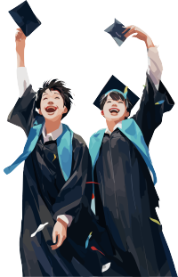 高清透明背景毕业季穿学士服的大学生PNG素材