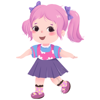 粉紫色头发的多巴胺小女孩商用插画