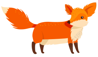秋日毛茸茸的橙红色狐狸PNG插画