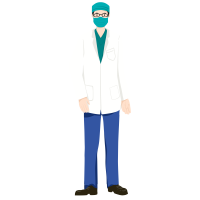 手绘带医用口罩的男医生插画PNG