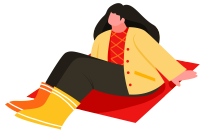 秋天可爱女孩相约户外野餐插画素材