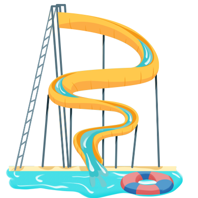 水上乐园大型冲浪滑梯插画PNG