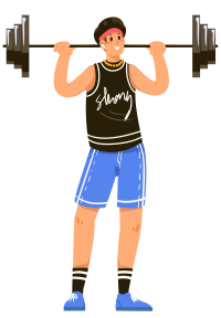手绘男子举重PNG插画素材
