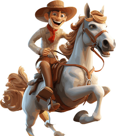 卡通人物骑着马牛仔PNG图形素材