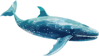 星星艺术团蓝鲸动态插画清淡白与暗翠色风格元素