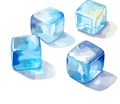 水彩冰块在白色表面上的创意设计元素