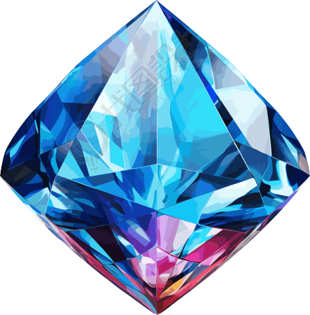 蓝色钻石ICON插画设计素材