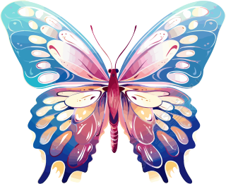 蝴蝶矢量粉彩扁平插画透明白底素材