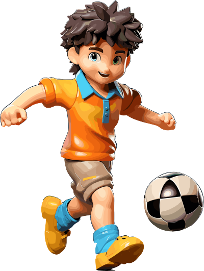 黄橙色的卡通足球少年3D动画