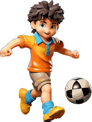 黄橙色的卡通足球少年3D动画