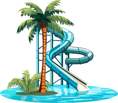 动态水滑梯与泳池的剪贴画图像素材