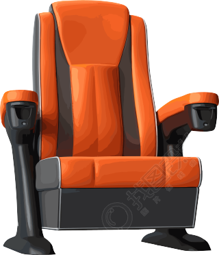 深橙色和深灰色电影院座椅
