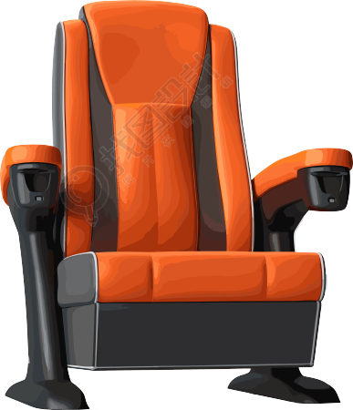深橙色和深灰色电影院座椅