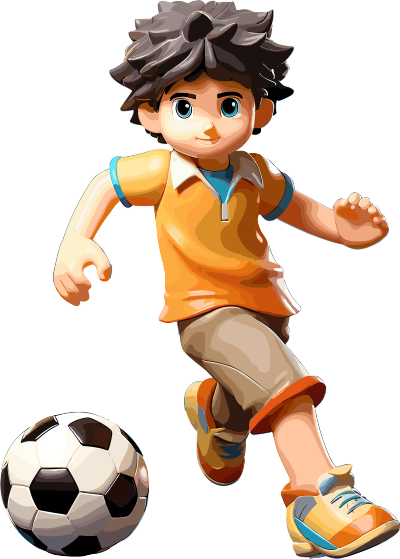 动感十足的3D男孩踢足球