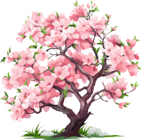 粉色矢量桃花树插画