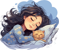 可爱睡眠小女孩矢量插画