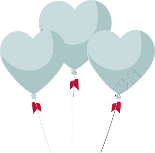 卡通风格的三颗心气球可商用高清PNG图形素材