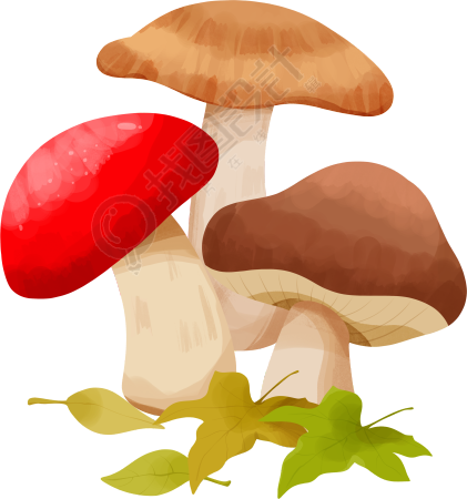 水彩卡通蘑菇元素