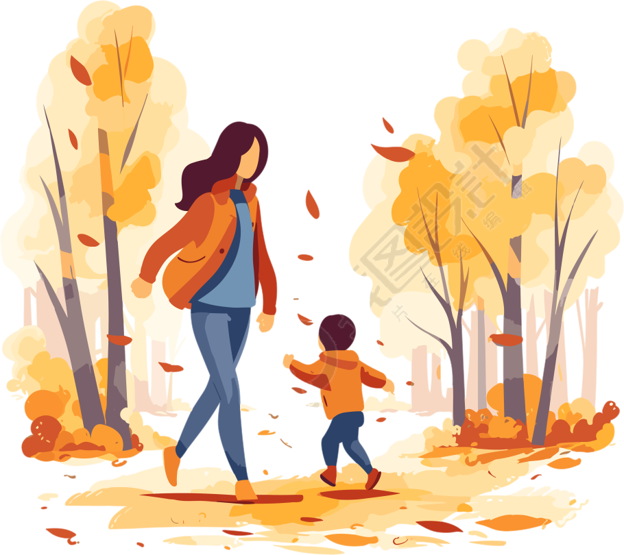 秋季公园插画设计元素