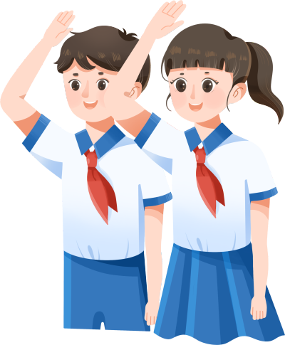 升国旗敬礼的少先队员插画PNG