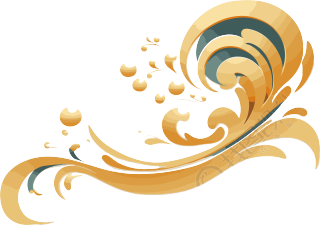 阿拉伯风格花卉金色波浪徽标元素