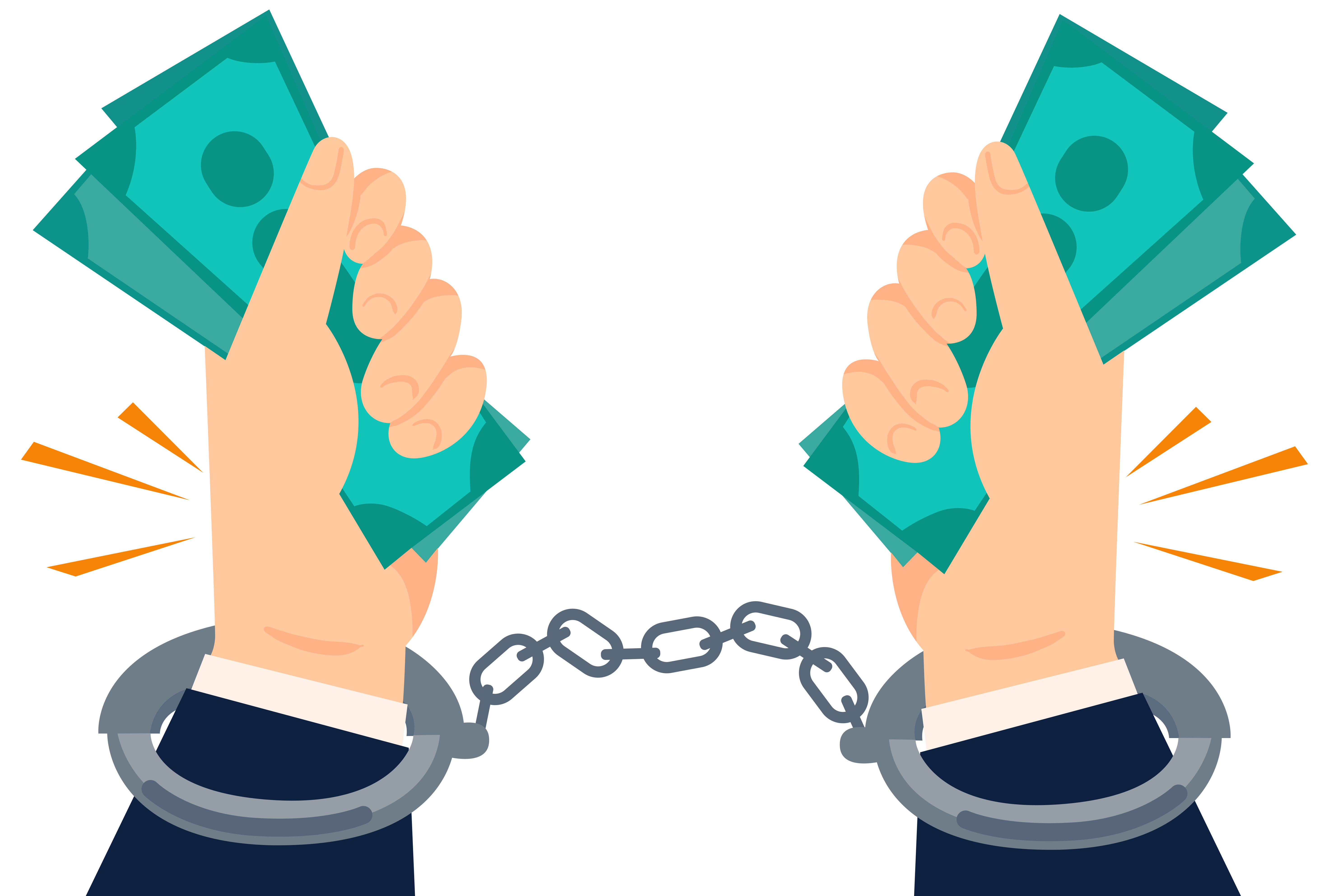 手绘公职人员金钱贿赂被捕廉政插画