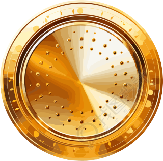 金牌点缀的黄金圆形图案透明PNG下载