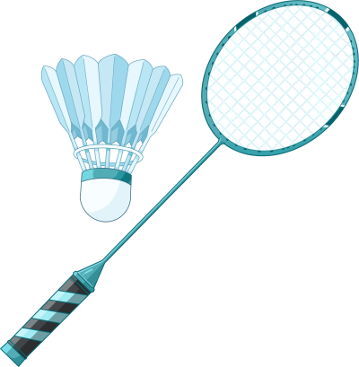 蓝色卡通风格羽毛球和球拍插画素材