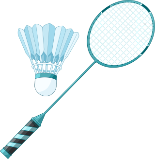 蓝色卡通风格羽毛球和球拍插画素材