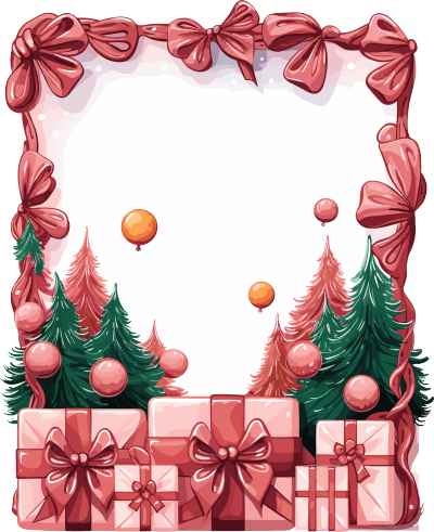 粉色平面插画风格圣诞节卡片素材