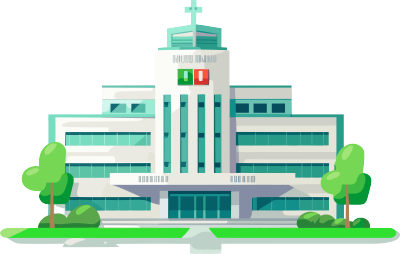 柔和风景风格的医院建筑插画元素