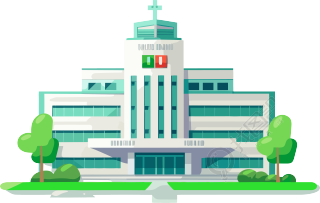 柔和风景风格的医院建筑插画元素