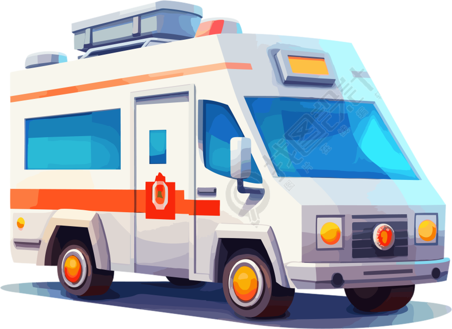 白色背景救护车动态图形素材
