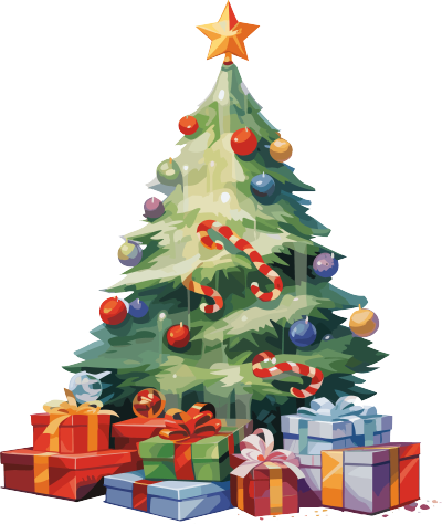 透明背景圣诞树和礼物图库销售