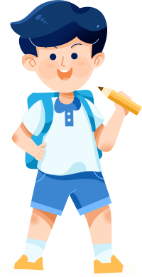 手拿铅笔开心上学的男学生PNG素材