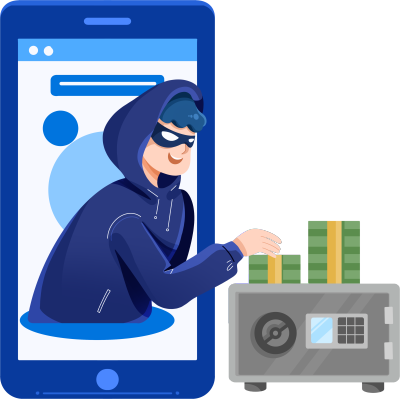 诈骗犯网络骗取钱财可商用插画PNG