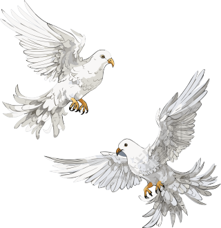 灰白色传统姿势飞翔的两只鸟元素