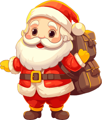可商用的卡通圣诞老人携带金块PNG图形素材
