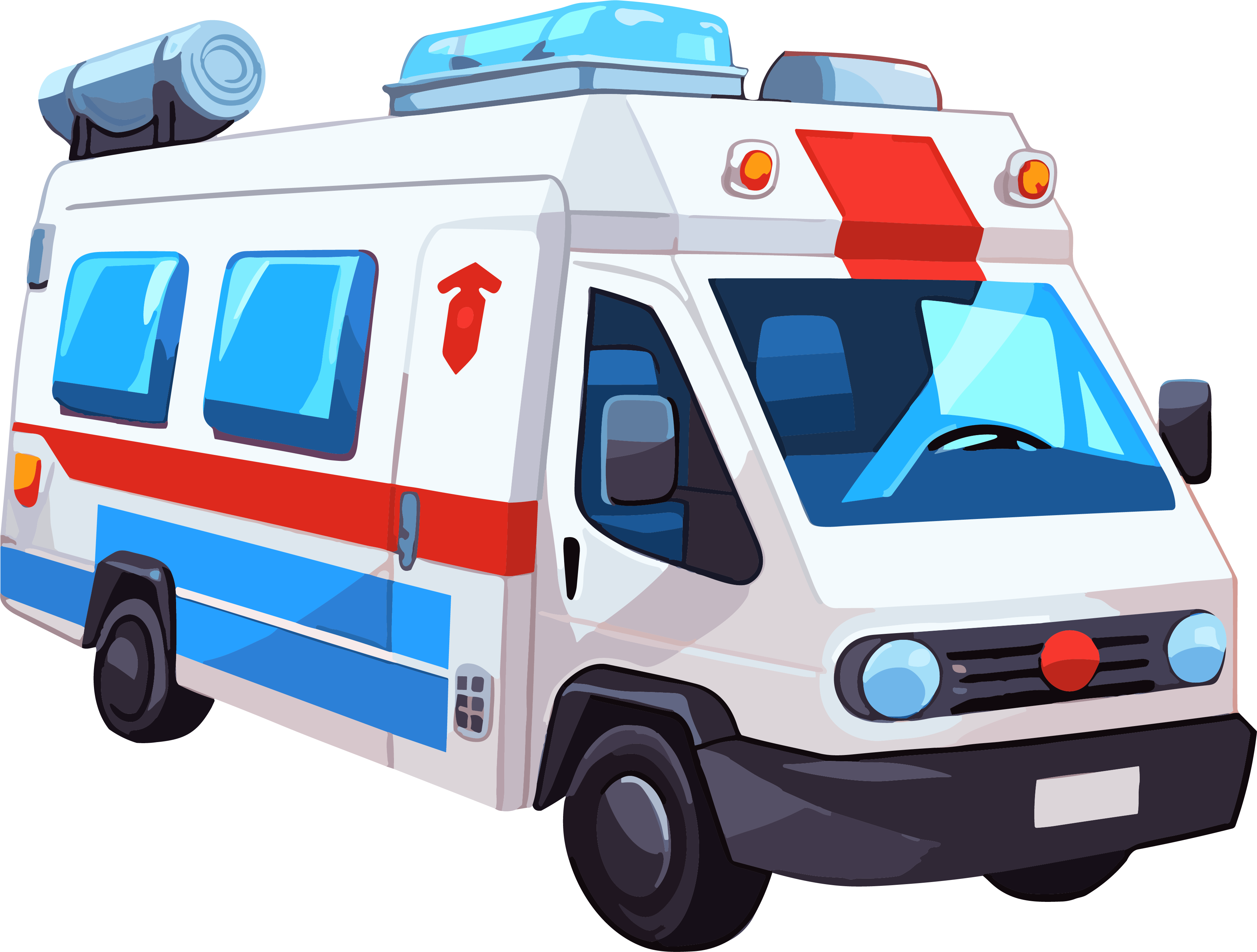 卡通风格救护车可商用插画