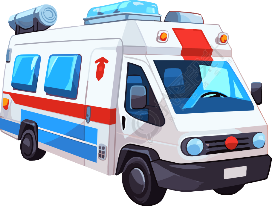 白色背景的救护车动态图形素材