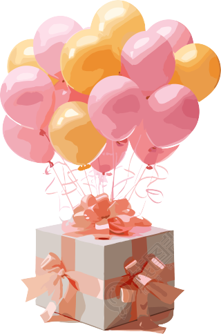 梦幻气球装饰礼盒粉色气球填充元素