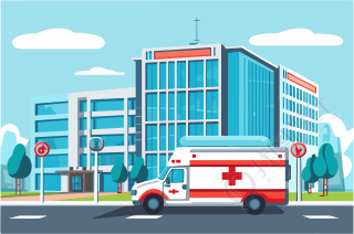医院建筑插画设计元素